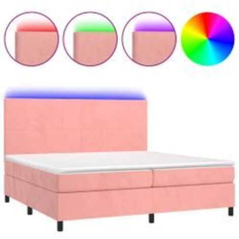 Sommier à lattes de lit et matelas LED Rose 200x200 Velours (1/5)