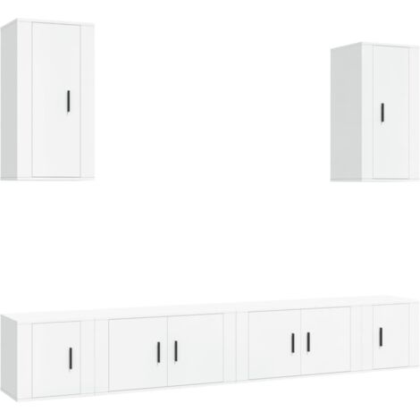 Ensemble de meubles TV 6 pcs Blanc Bois d'ingénierie (1/5)