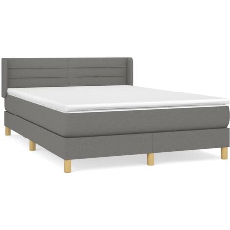 Sommier à lattes de lit avec matelas Gris foncé 140x190 Tissu (1/5)