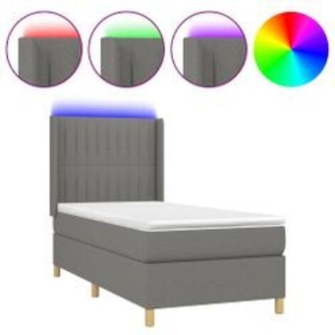 Sommier à lattes de lit matelas LED Gris foncé 90x190 Tissu (1/5)