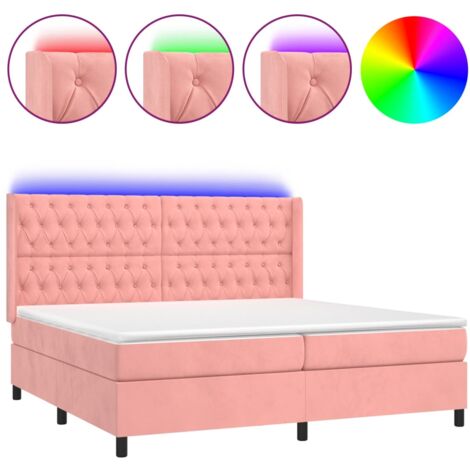 Sommier à lattes de lit matelas et LED Rose 180x200 Velours (1/5)