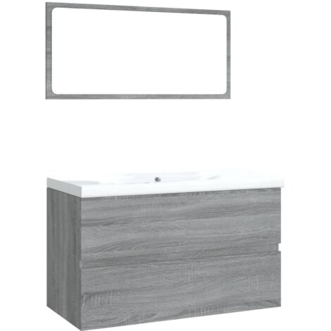 Meubles de salle de bain Sonoma gris Bois d'ingénierie (1/5)