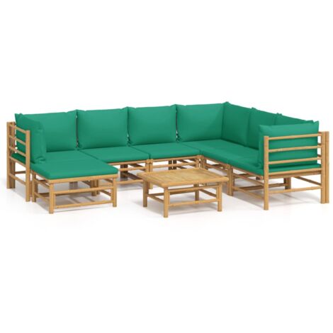 Salon de jardin 8 pcs avec coussins vert bambou (1/5)