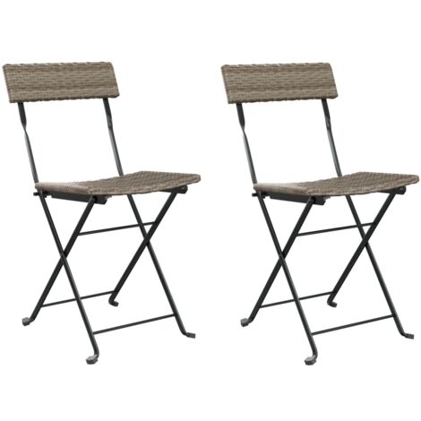 Chaises de bistrot pliantes lot de 2 Gris Résine tressée acier (1/5)
