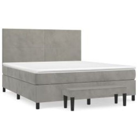 Sommier à lattes de lit et matelas Gris clair 180x200 Velours (1/5)