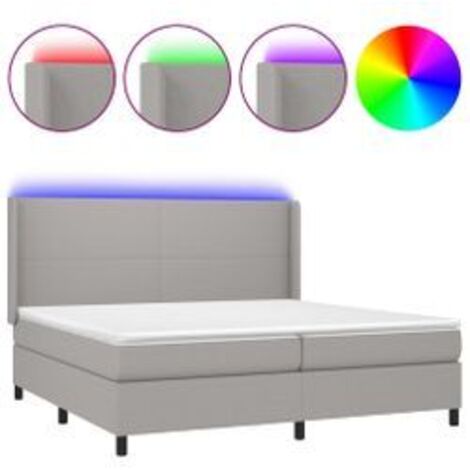 Sommier à lattes de lit matelas LED Gris clair 200x200 Tissu (1/5)