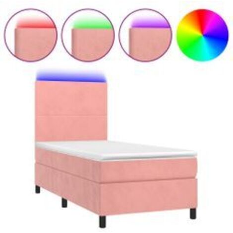 Sommier à lattes de lit avec matelas LED Rose 90x200 Velours (1/5)