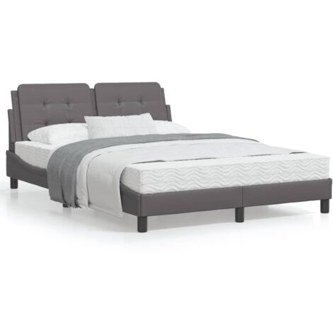 Lit avec matelas gris 140x190 similicuir (1/5)