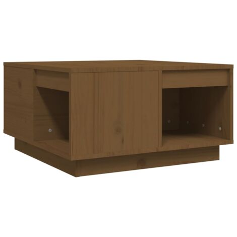Table basse Marron miel 60x61x32,5 Bois massif de pin (1/5)