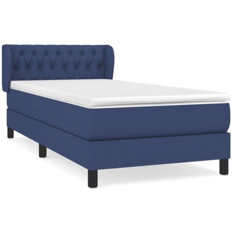 Sommier à lattes de lit avec matelas Bleu 90x200 Tissu (1/5)