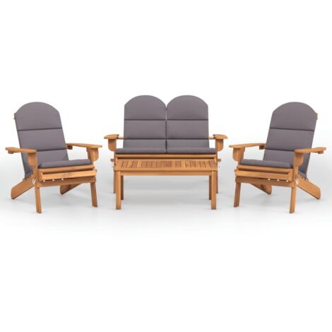 Ensemble de salon de jardin Adirondack 4 pcs bois acacia solide (1/5)