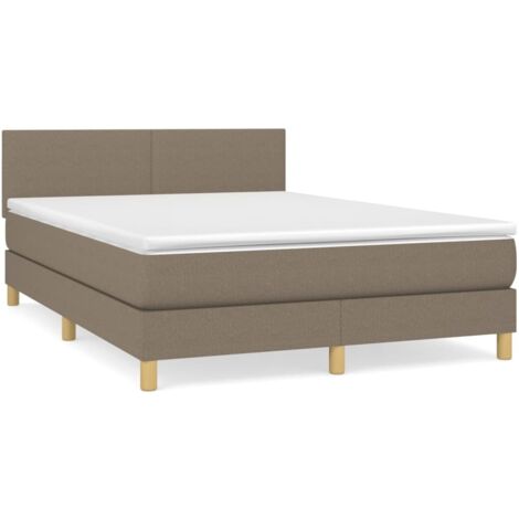 Sommier à lattes de lit avec matelas Taupe 140x190 Tissu (1/5)