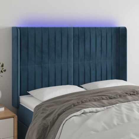 Tête de lit à LED Bleu foncé 147x16x118-128 Velours (1/5)