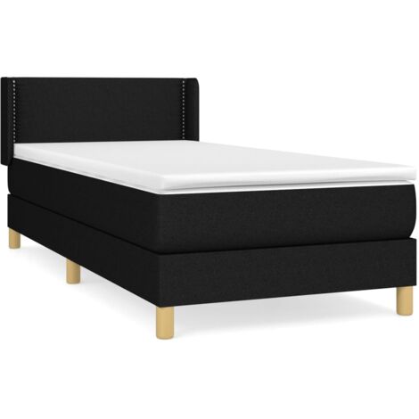 Sommier à lattes de lit avec matelas Noir 90x190 Tissu (1/5)