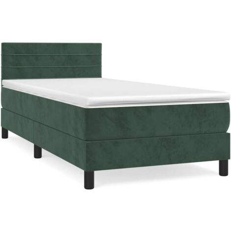 Sommier à lattes de lit avec matelas Vert foncé 90x190 (1/5)