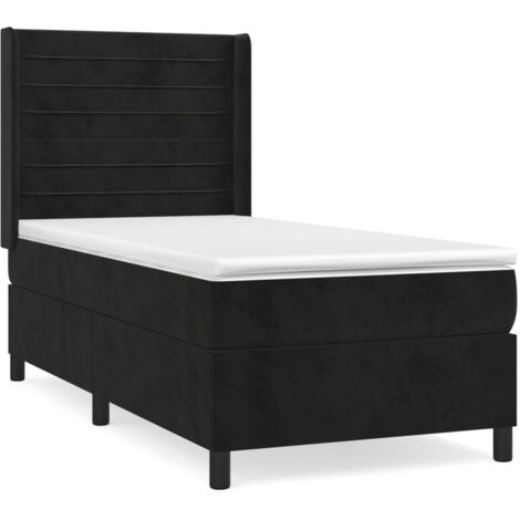 Sommier à lattes de lit avec matelas Noir 90x190 Velours (1/5)