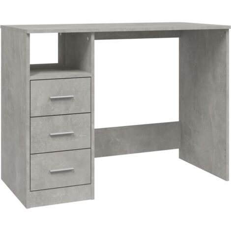 Bureau avec tiroirs Gris béton 102x50x76 Bois d'ingénierie (1/5)