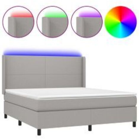 Sommier à lattes de lit matelas LED Gris clair 180x200 Tissu (1/5)