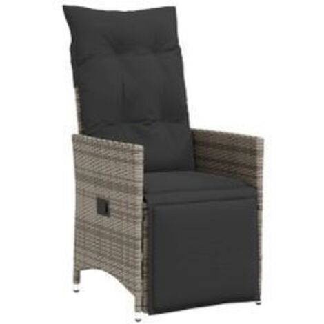 Chaise inclinable de jardin avec coussins gris résine tressée (1/5)
