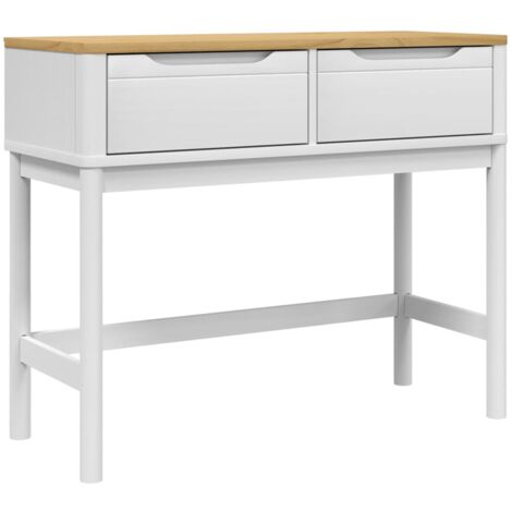 Table console FLORO blanc 89,5x36,5x73 bois de pin massif (1/5)