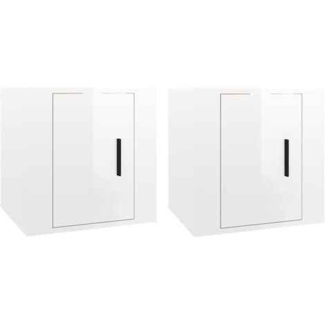 Meubles TV muraux 2 pcs Blanc brillant 40x34,5x40 (1/5)