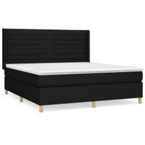 Sommier à lattes de lit avec matelas Noir 180x200 Tissu (1/5)
