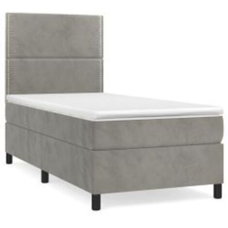 Sommier à lattes de lit et matelas Gris clair 100x200 Velours (1/5)