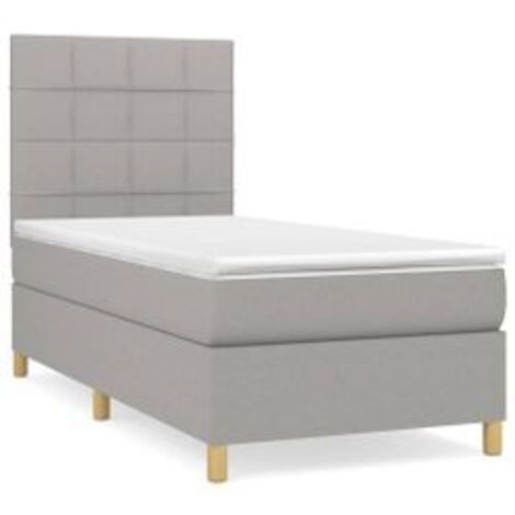 Sommier à lattes de lit et matelas Gris clair 90x190 Tissu (1/5)
