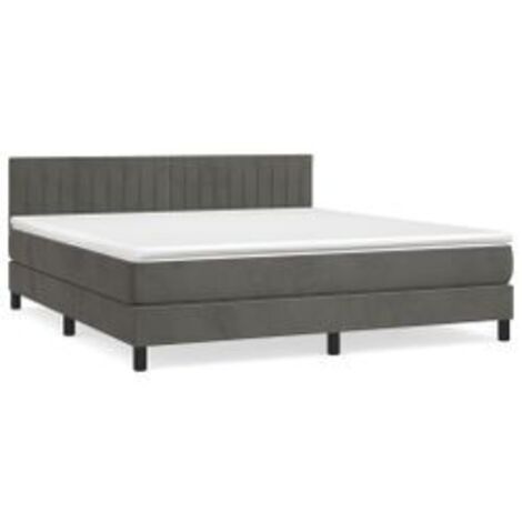 Sommier à lattes de lit et matelas Gris foncé 160x200 Velours (1/5)