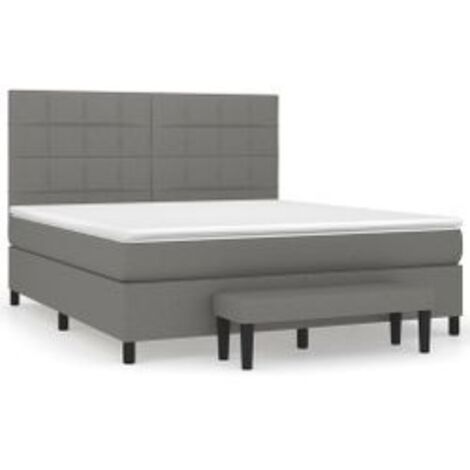 Sommier à lattes de lit avec matelas Gris foncé 180x200 Tissu (1/5)