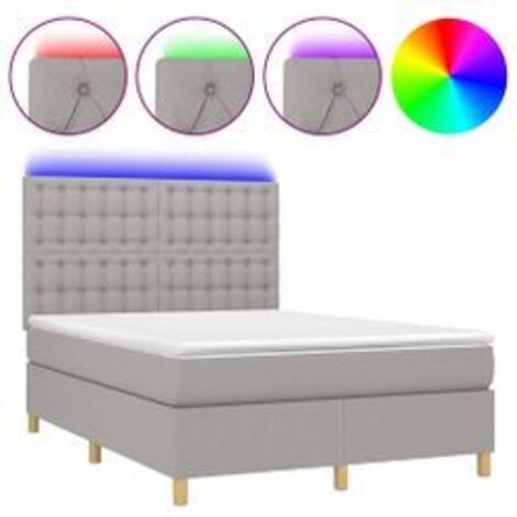Sommier à lattes de lit et matelas et LED Gris clair 140x200 (1/5)
