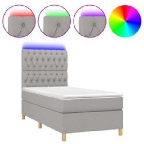 Sommier à lattes de lit et matelas et LED Gris clair 90x200 (1/5)