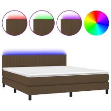 Sommier à lattes de lit matelas et LED Marron foncé 160x200 (1/5)