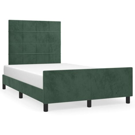 Cadre de lit avec tête de lit Vert foncé 120x200 Velours (1/5)
