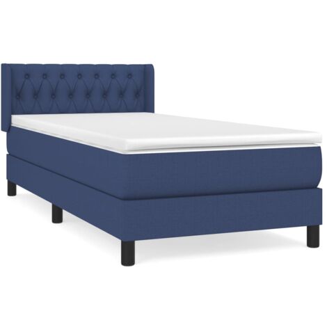 Sommier à lattes de lit avec matelas Bleu 90x200 Tissu (1/5)