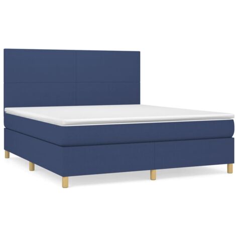 Sommier à lattes de lit avec matelas Bleu 160x200 Tissu (1/5)