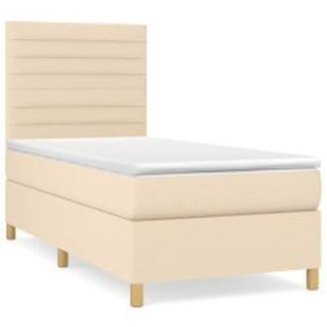 Sommier à lattes de lit et matelas Crème 90x190 Tissu (1/5)