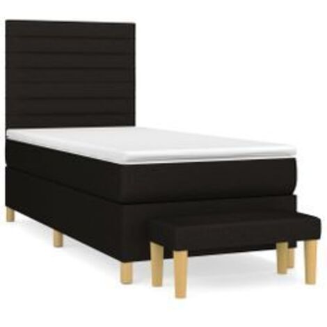 Sommier à lattes de lit avec matelas Noir 90x190 Tissu (1/5)