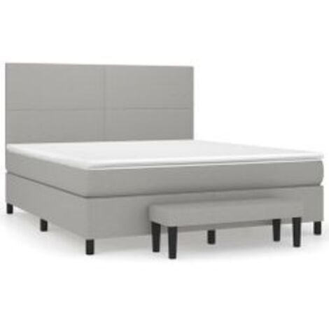 Sommier à lattes de lit avec matelas Gris clair 180x200 Tissu (1/5)