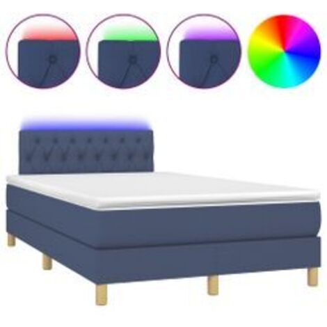 Sommier à lattes de lit avec matelas LED Bleu 120x200 Tissu (1/5)