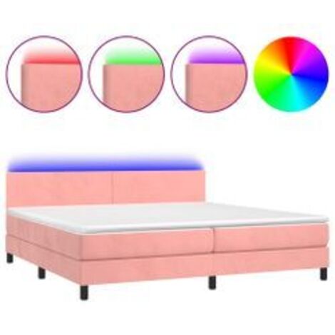 Sommier à lattes de lit avec matelas LED Rose 200x200 Velours (1/5)