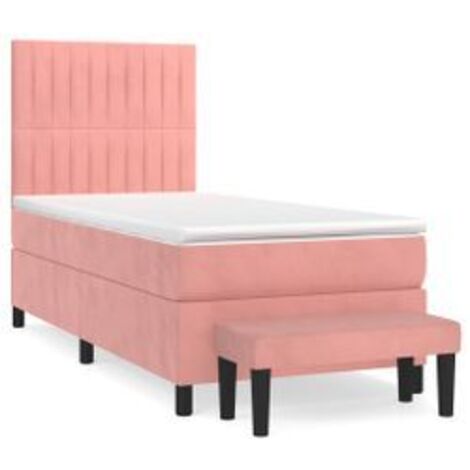 Sommier à lattes de lit avec matelas Rose 90x200 Velours (1/5)