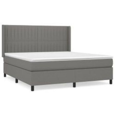 Sommier à lattes de lit avec matelas Gris foncé 180x200 Tissu (1/5)