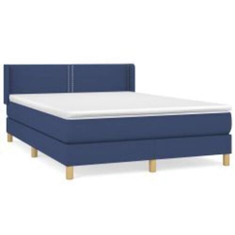 Sommier à lattes de lit avec matelas Bleu 140x200 Tissu (1/5)