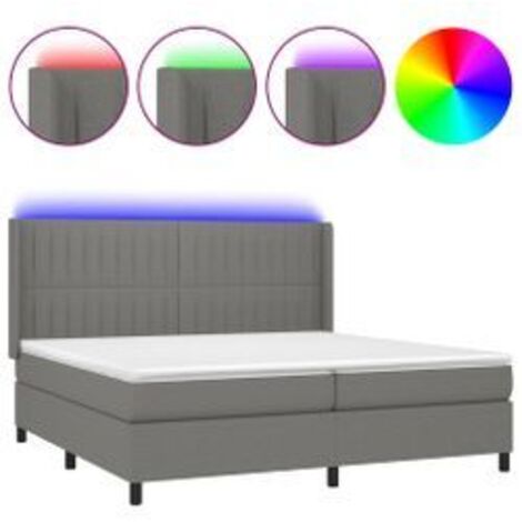 Sommier à lattes de lit matelas LED Gris foncé 200x200 Tissu (1/5)