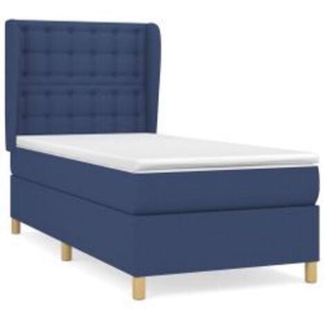 Sommier à lattes de lit avec matelas Bleu 90x190 Tissu (1/5)