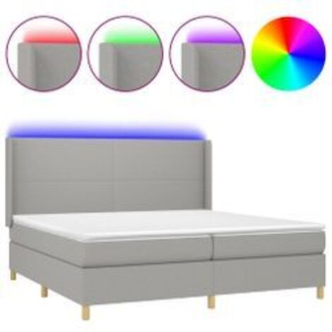 Sommier à lattes de lit matelas LED Gris clair 200x200 Tissu (1/5)