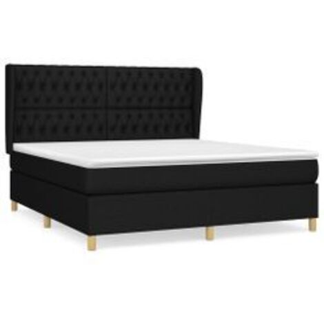 Sommier à lattes de lit avec matelas Noir 180x200 Tissu (1/5)