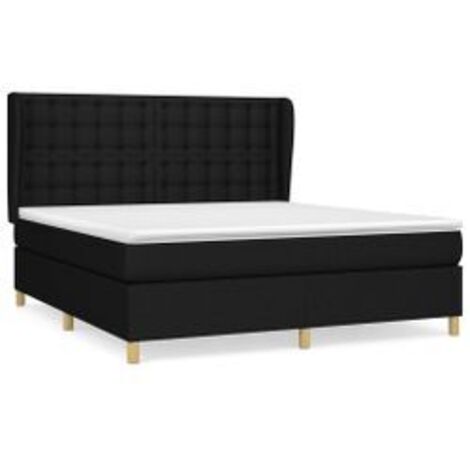 Sommier à lattes de lit avec matelas Noir 180x200 Tissu (1/5)