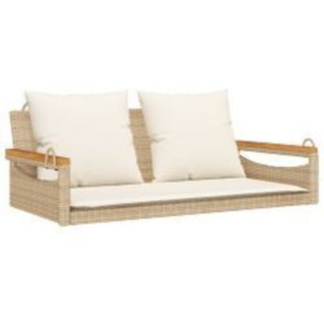 Balancelle avec coussins beige 109x62x40 résine tressée (1/5)